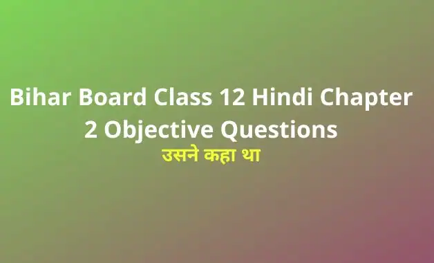 Bihar Board Class 12 Hindi 100 Marks Chapter 2 उसने कहा था Objective Questions