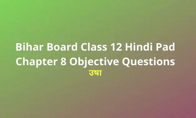 Class 12 Bihar Board Hindi Pad Chapter 8 Objective Questions PDF